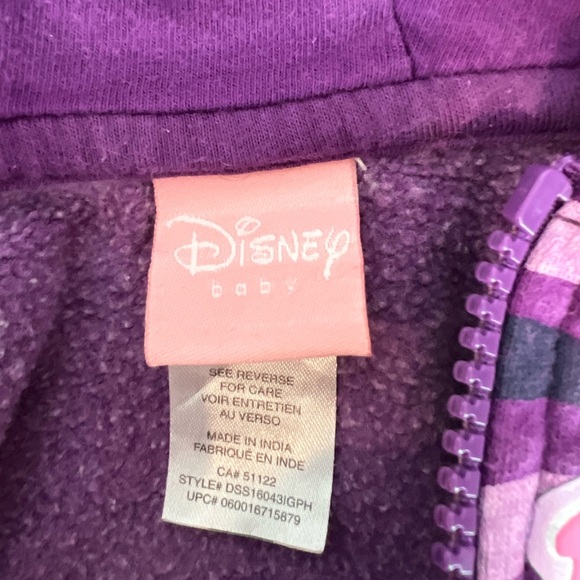 Disney Baby Winnie the Pooh Purple Striped Vinyl Graphic Hoodie Sweatshirt 12-18 - Picture 4 of 5